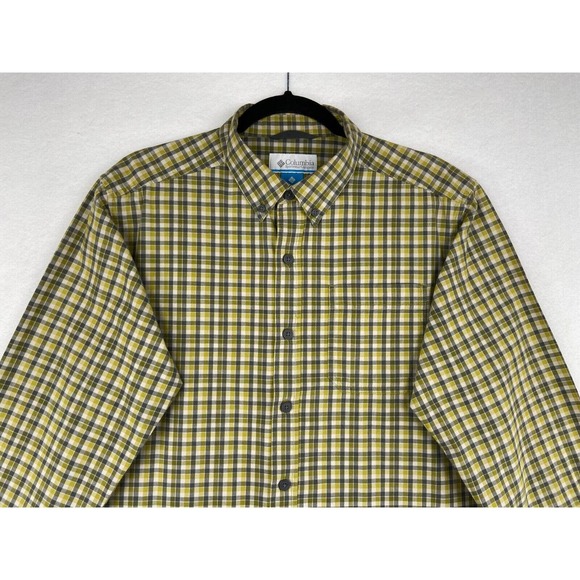 Columbia Shirt Men's Size Medium Button Up Long Sleeve Green Plaid - Picture 3 of 8